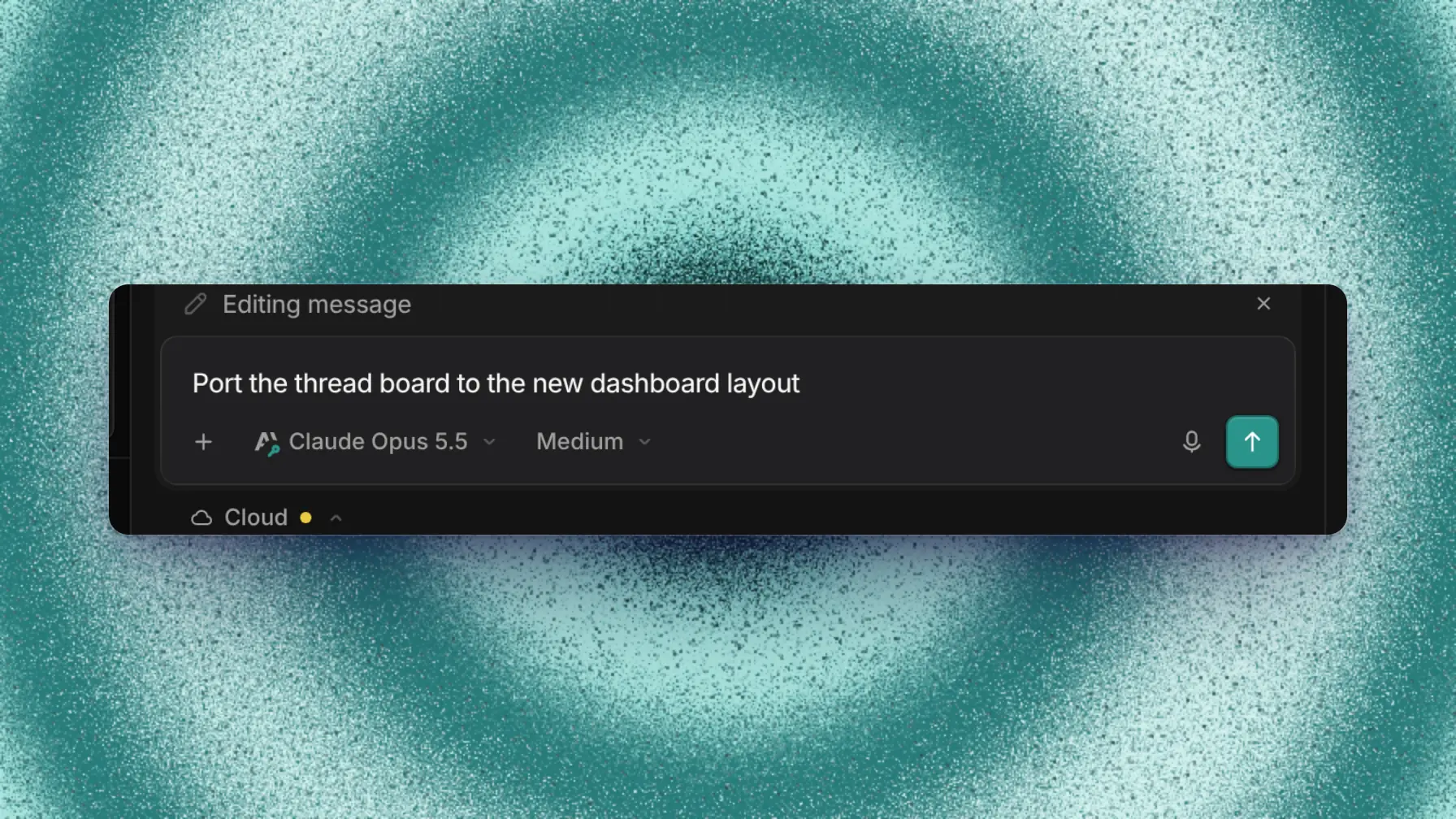 A message being edited with save and cancel controls